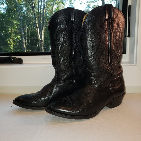 Nocona Shoes Nocona Mens Western Leather Black Cowboy Boot Size 2